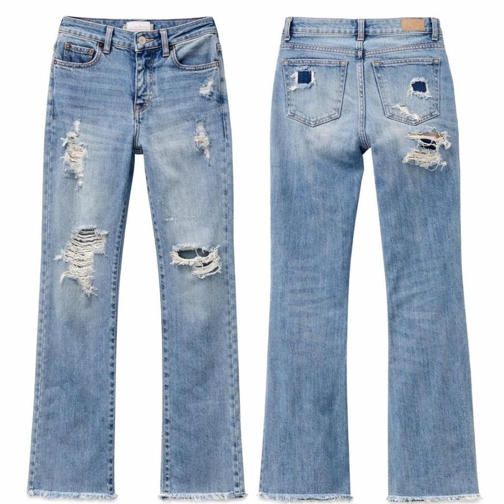 Revice Denim Distressed Light Wash Jeans Size 27 Cropped Raw Hem